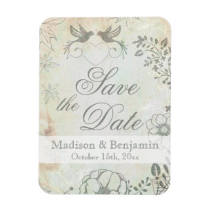 Imán Vintage Love Birds Wedds Save the Date Magnet