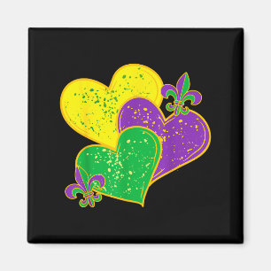 Imán Vintage Mardi Gras 2025 Corazones Lindos San Valen