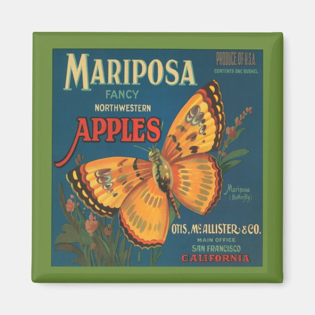 Imán Vintage Mariposa Apple Magnet (Frente)