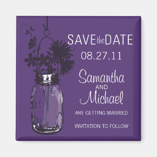 Imán Vintage Mason Jar & Wild FlowersSave the Date