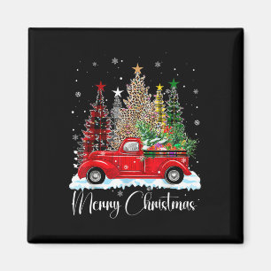 Imán Vintage Merry Christmas Red Truck Old Fashioned Ch
