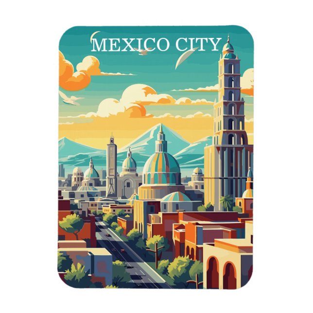 Imán Vintage Mexico City Mexico Travel Souvenir (Vertical)