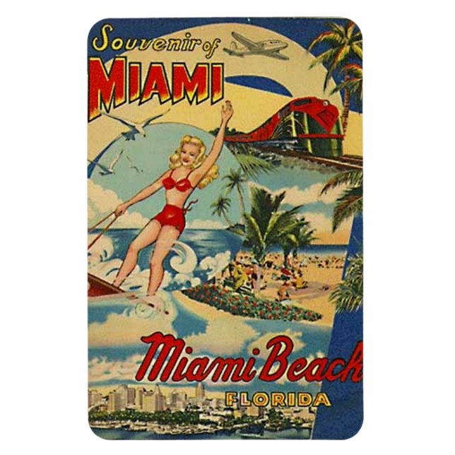 Imán Vintage Miami Beach, Florida, Estados Unidos - (Vertical)