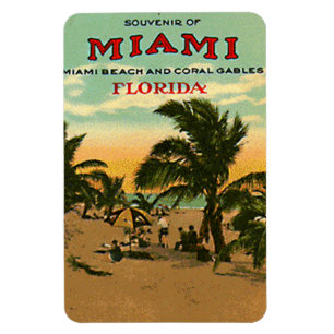 Imán Vintage Miami Beach, la Florida, los E.E.U.U. -