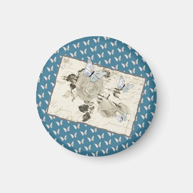 Imán Vintage mit Schmetterlingen (Frente)