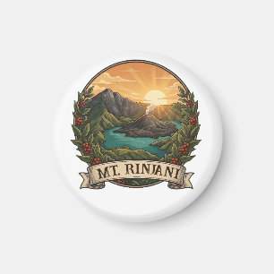 Imán Vintage Monte Rinjani Indonesia Volcán Retro