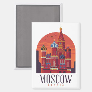Imán Vintage Moscú Rusia Kremlin Skyline