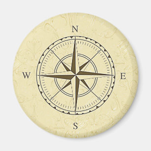 Imán Vintage Nautical Compass Rosa Ivory