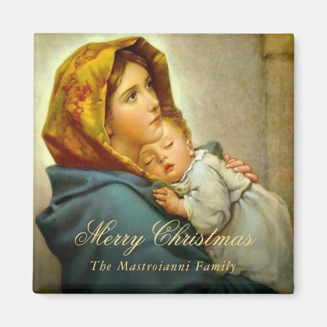 Imán Vintage Navidades religiosos Virgin Mary & Jesus (Frente)