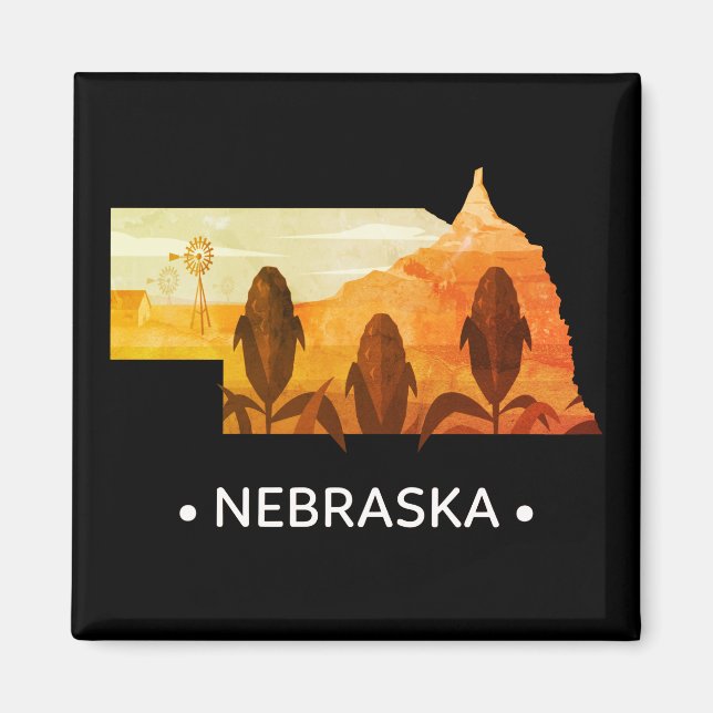 Imán Vintage Nebraska State Magnet (Frente)