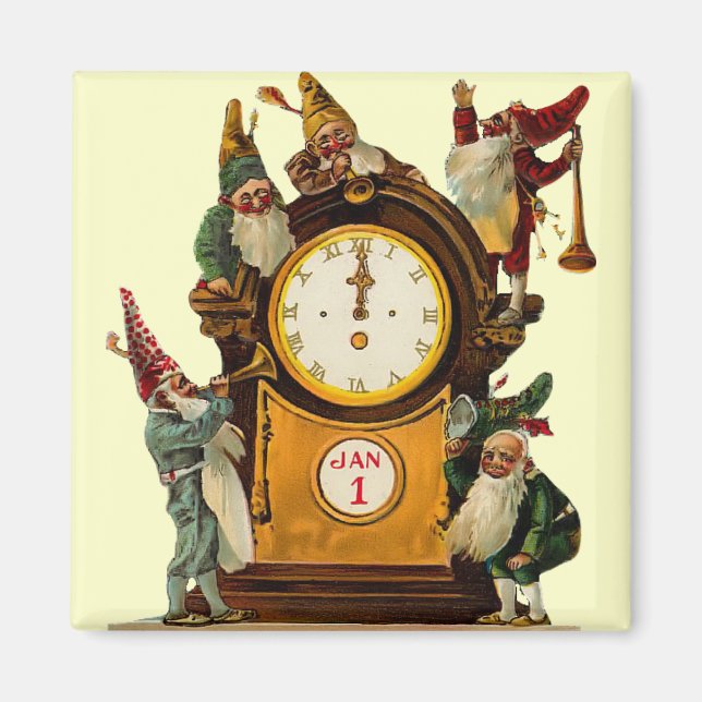 Imán Vintage New Years Eve Square Magnet (Frente)