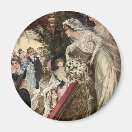 Imán Vintage Newlyweds, Victoriano Bride Tossing Bouque