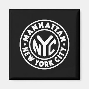 Imán Vintage Nueva York Círculo Manhattan Blanco
