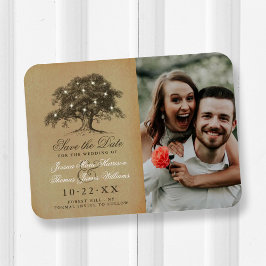 Imán Vintage Old Oak Tree Photo Wedding Guardar La Fech