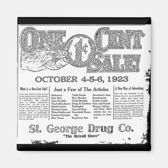 Imán Vintage One Cent Sale Dixie Utah (Frente)