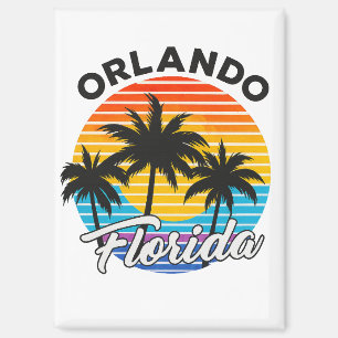 Imán Vintage “Orlando Florida”–Retro Atardecer y Palma