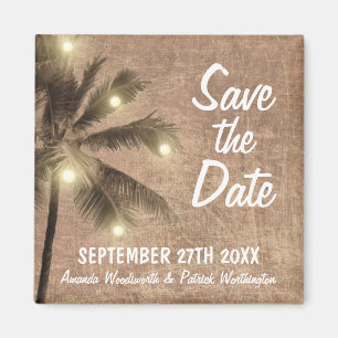 Imán Vintage Palm Tree Beach Save the Date Magnets