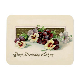 Imán Vintage Pansies Birthday Wiers