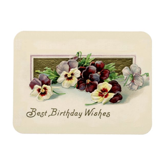 Imán Vintage Pansies Birthday Wiers (Horizontal)
