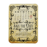 Vintage Parchment Wedding Save the Date Calendar
