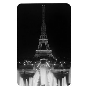Imán Vintage Paris Fontains Torre Eiffel noche