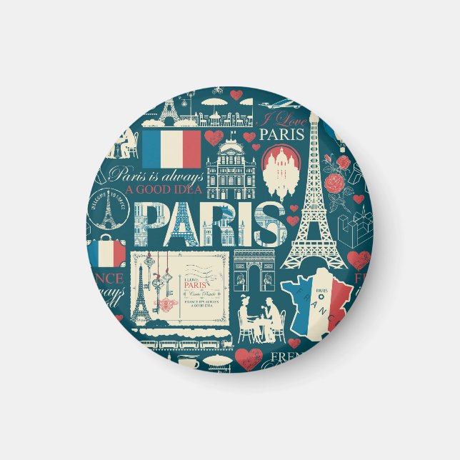 Imán Vintage parisino: Elegancia de la República France (Frente)