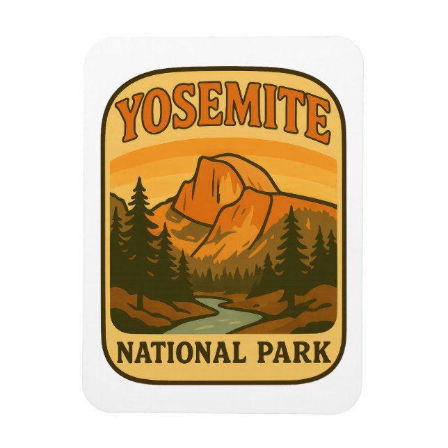 Imán Vintage Parque Nacional Yosemite Retro Half Dome (Vertical)