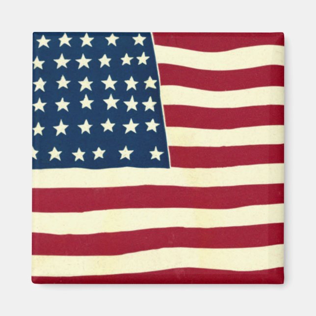 Imán Vintage Patriotic American Flag, Fourth of July (Frente)