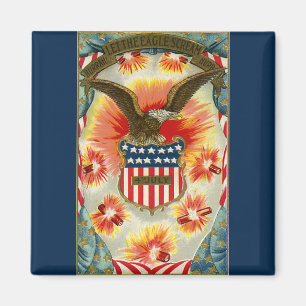 Imán Vintage Patriótico Águila y Bandera Americana del