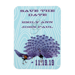 Imán Vintage Peacock Woodgrain Save the Date