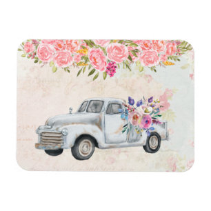 Imán Vintage Pickup Truck Rustic Watercolor