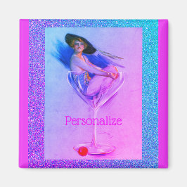 Imán Vintage pinup chica sucio martini lindo cóctel