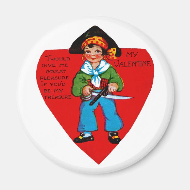 Imán Vintage Pirate Valentine (Frente)