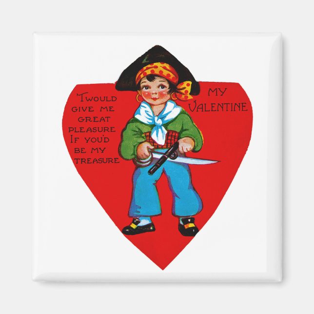 Imán Vintage Pirate Valentine (Frente)