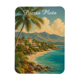 Imán Vintage Puerto Plata República Dominicana Tropical