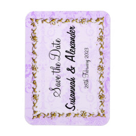 Imán Vintage Purple Boho Damask Save the Date