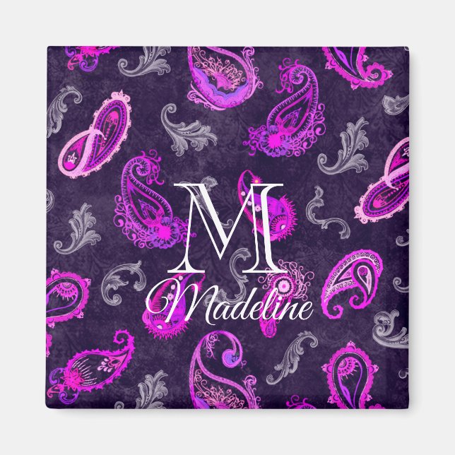 Imán Vintage Purple Paisley (Frente)