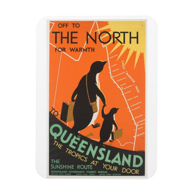 Imán Vintage Queensland Australia Penguins Magnet (Vertical)