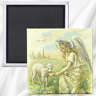 Imán Vintage Religioso de Pascua Ángel Victoriano con C