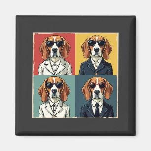 Imán Vintage Rerto Beagle Dog Gafas de sol estilo 70