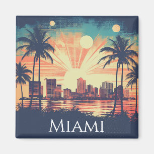Imán Vintage Retro Amanecer Miami Florida Viajes