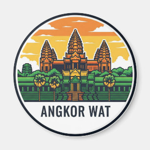 Imán Vintage Retro Angkor Wat Camboya