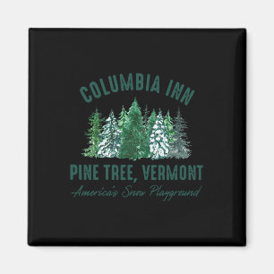 Imán Vintage Retro Columbia Inn Pine Tree Vermont Merry