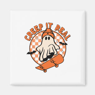 Imán Vintage Retro Halloween Creep It Real Ghost Boy Fa