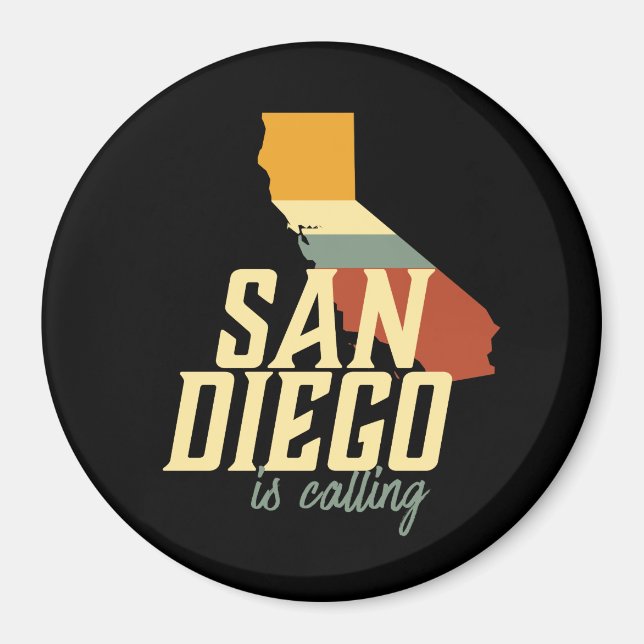 Imán Vintage Retro San Diego California Mapa de la ciud (Frente)