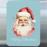 Imán Vintage Retro Santa Claus Blue Merry Christmas<br><div class="desc">Con este imán retro de Navidades de Santa Claus, podrá darle un toque nostálgico a su casa. Con un delicioso ilustracion de Santa sobre un fondo azul con las palabras "Feliz Navidad", este imán es perfecto para decorar tu frigorífico o cualquier superficie magnética durante la temporada festiva. Ideal para disfrutar...</div>