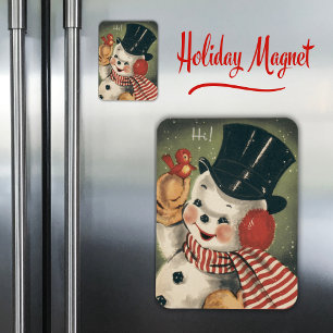 Imán Vintage Retro Snowman