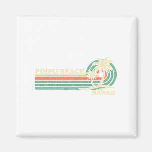 Imán Vintage Retro Summer Vacation Hawaii Poipu Beach