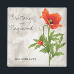 Imán VINTAGE ROJO POPPIES Favorito Magnet<br><div class="desc">El fondo de la acuarela vintage en tonos tierra clara, marca estos Coloridos Coppies Rojos y si observas de cerca verás la pequeña mariquita en uno de los tallos de flores. Alegre y excitante, ideal para un Boda al aire libre luminoso. Trabaja bien también para un prado rústico o un...</div>