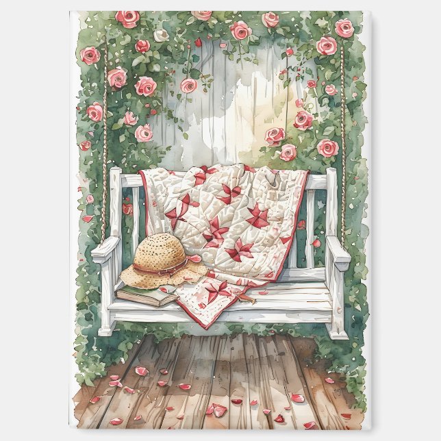 Imán Vintage Rosa Swing with Quilt Charm (Anverso)